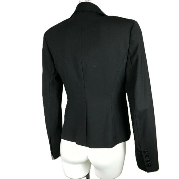 Theory Gayle Black Tuxedo Satin Lapel Wool Blazer NWOT - Picture 4 of 8